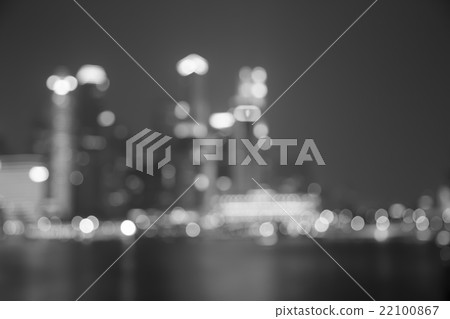 City lights bokeh  blurred black and white 22100867