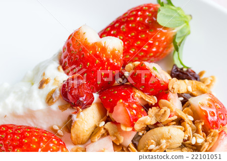 Homemade granola and yogurt breakfast health food 22101051