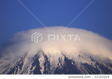 Umbrella clouds Mt. Fuji Yamanashi Nihon Natural mountain World heritage 22103029