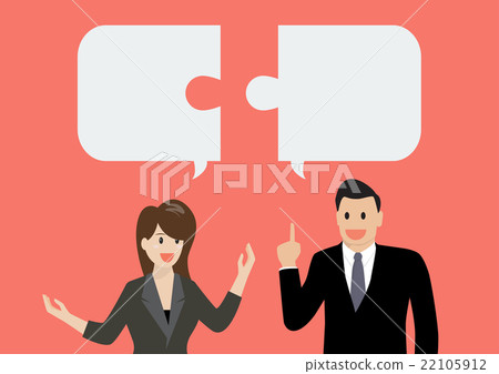Business man and businesss woman in conversation Business man and businesss woman in conversation 22105912