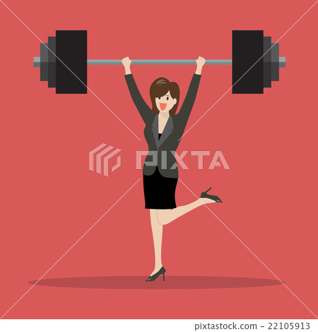 Business woman lifting a heavy weight 22105913