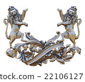 Gold patina old coat of arms with lions 22106127