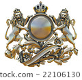 Gold patina old coat of arms with lions 22106130