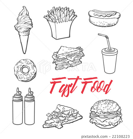 Set of various food fastfood 22108223