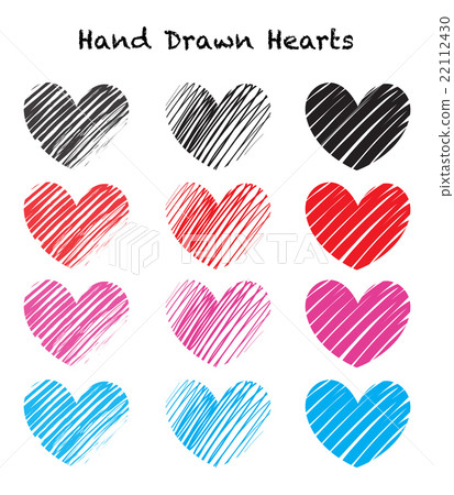 hand drawn hearts, heart set icons, valentine day hand drawn hearts, heart set icons, valentine day 22112430