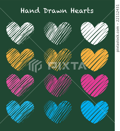 hand drawn hearts, heart set icons, valentine day hand drawn hearts, heart set icons, valentine day 22112431