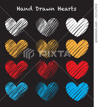 hand drawn hearts, heart set icons, valentine day hand drawn hearts, heart set icons, valentine day 22112432