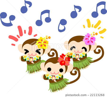 A cute monkey dancing hula dance 22113268