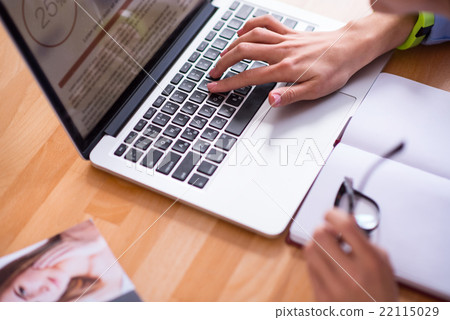 Pleasant person working on the laptop  22115029