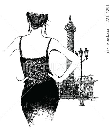 Young woman fashion model in Paris 22115291