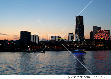 Fuji and Minato Mirai and sunset Yokohama Port Fuji and Minato Mirai and sunset Yokohama Port 22115690