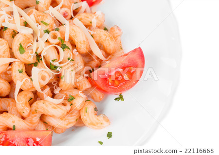 Pasta penne rigate with tomato sauce 22116668