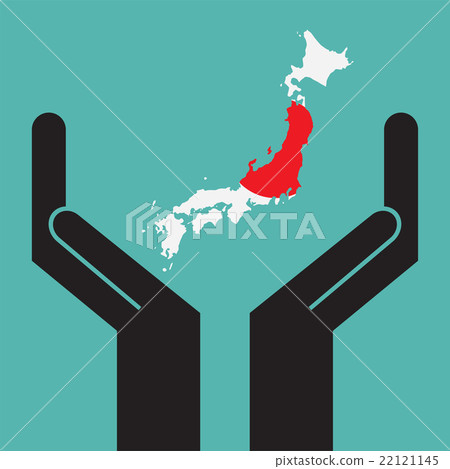 hand showing map of Japan. vector EPS10. hand showing map of Japan. vector EPS10. 22121145