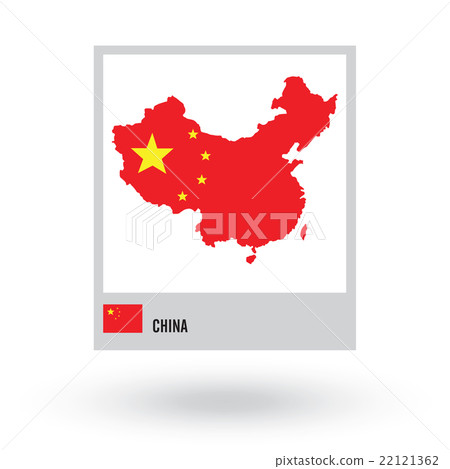 Map of China with national flag. vector EPS10. 22121362