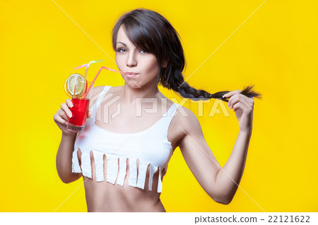 Girl drinks cocktail. Girl drinks cocktail. 22121622