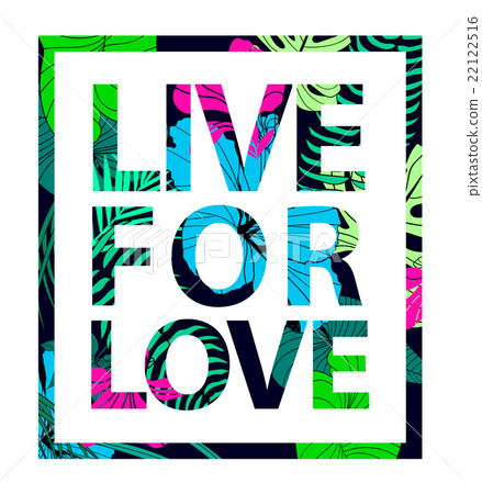 Vector colorful tropical quote in square frame 22122516