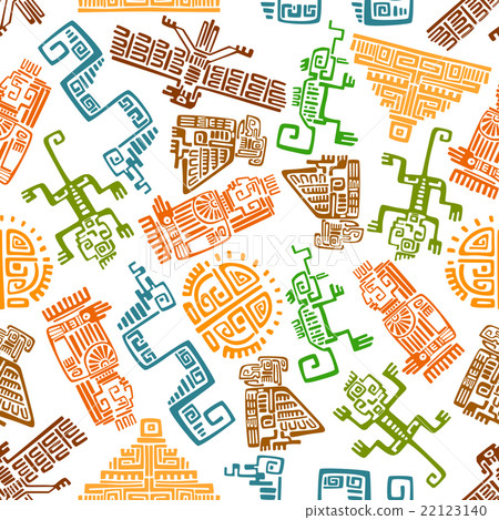 Ancient mexican seamless pattern with mayan totems 22123140