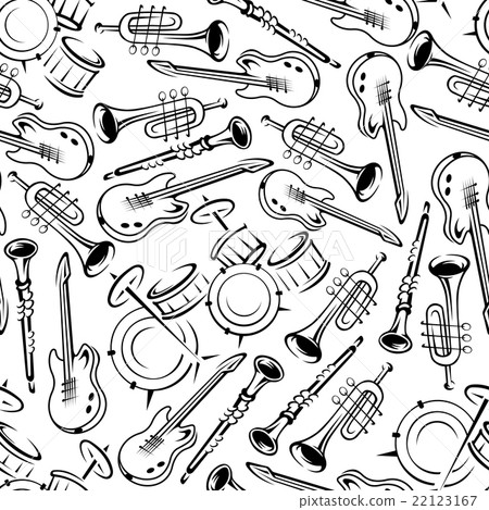 Seamless jazz musical instruments pattern Seamless jazz musical instruments pattern 22123167