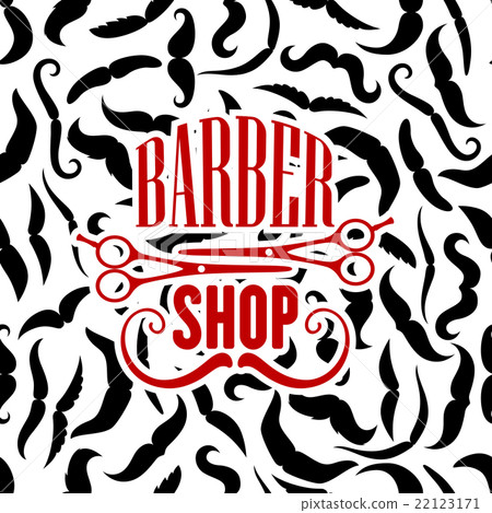 Barbershop symbol with scissors and moustaches 22123171
