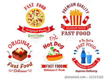 Fast food cafe and pizzeria cartoon icons 22123182