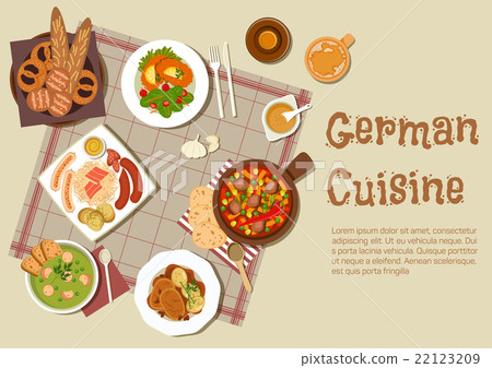Authentic german meat dishes flat icon Authentic german meat dishes flat icon 22123209
