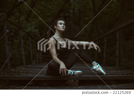 Girl dreams with pointe shoes. 22125269