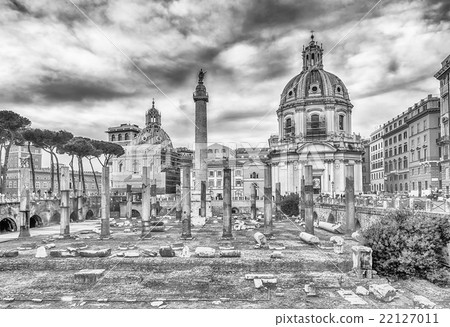 Scenic ruins of Trajan's Forum and Column in Rome 22127011