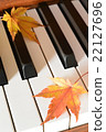 Autumn leaves (maple) and piano 22127696