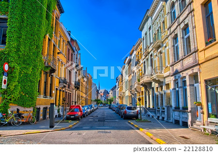 Shadow street in Antwerp, Belgium, Benelux, HDR 22128810