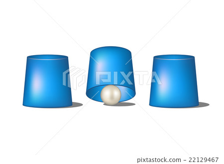 Thimblerig with blue cups and ball  22129467