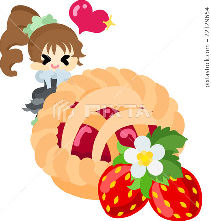 A giant strawberry pie and a girl with a smile A giant strawberry pie and a girl with a smile 22129654