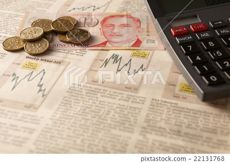 Newspaper stock market with calculator and money 22131768