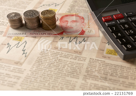 Newspaper stock market with calculator and money 22131769