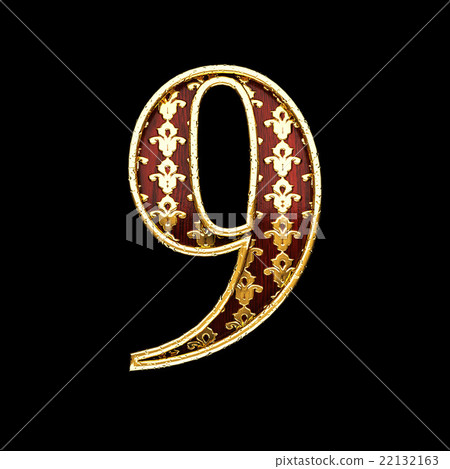 9 golden letter 3d illustration 9 golden letter 3d illustration 22132163