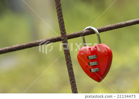 Red padlock in heart shape. 22134473