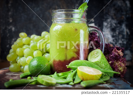Green Red Smoothie Fruit Vegetables Raw Ingredient 22135517