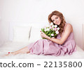 Smiling woman with flowers. Smiling woman with flowers. 22135800