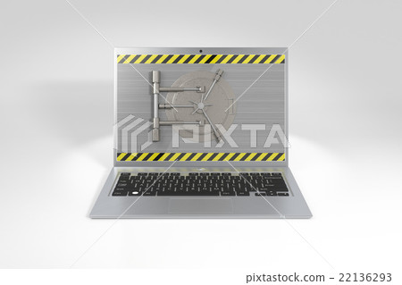 Laptop with a safe lock. 22136293
