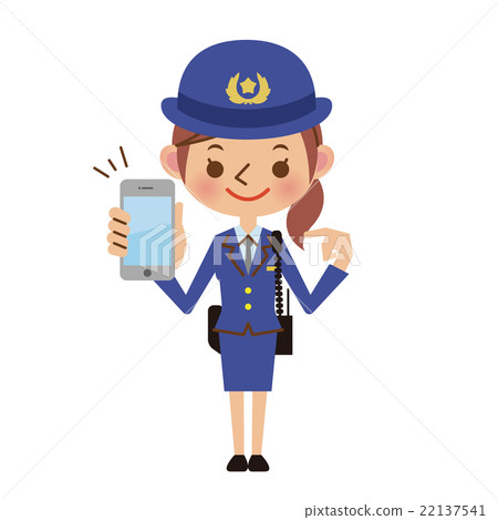 有智能手機的一名女性警察 22137541
