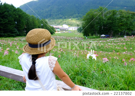 Flower garden and girl 22137802