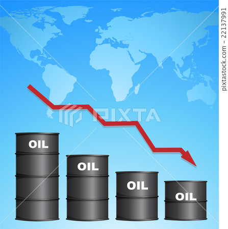 Decreasing Price of Oil With World Map Background Decreasing Price of Oil With World Map Background 22137991