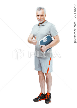 Concept for elder sportsman on white background Concept for elder sportsman on white background 22138233