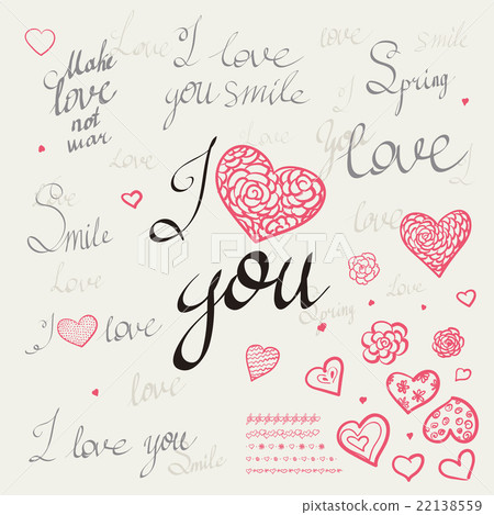 Romantic calligraphy hand drawn heart with words I 22138559