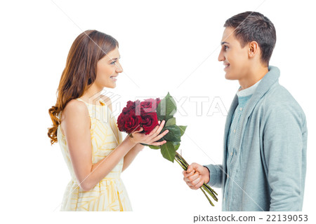 Beautiful couple on white background Beautiful couple on white background 22139053