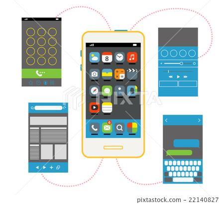 Modern smartphone with different interface - Stock Illustration ...