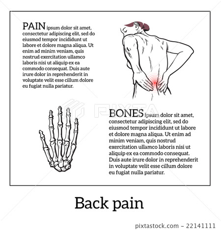 Low back pain in women, black and white sketch Low back pain in women, black and white sketch 22141111