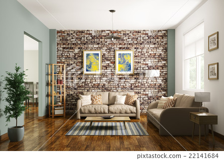 Interior of modern living room 3d rendering 22141684