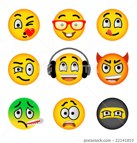 Smiley face emoji flat vector icons set 22141853