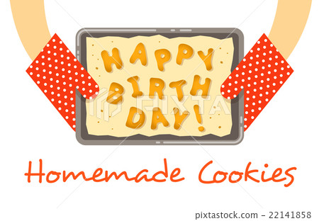 Happy birthday cookies on a pan in hands Happy birthday cookies on a pan in hands 22141858
