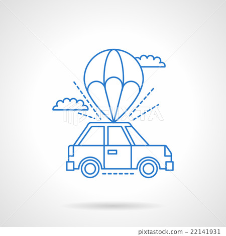 Parachute with car flat line vector icon 22141931